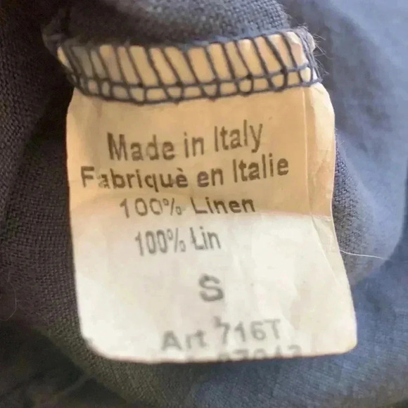 Terzo Millennio 100% linen long sleeved, tunic style top w  decorative buttons - Picture 6 of 9